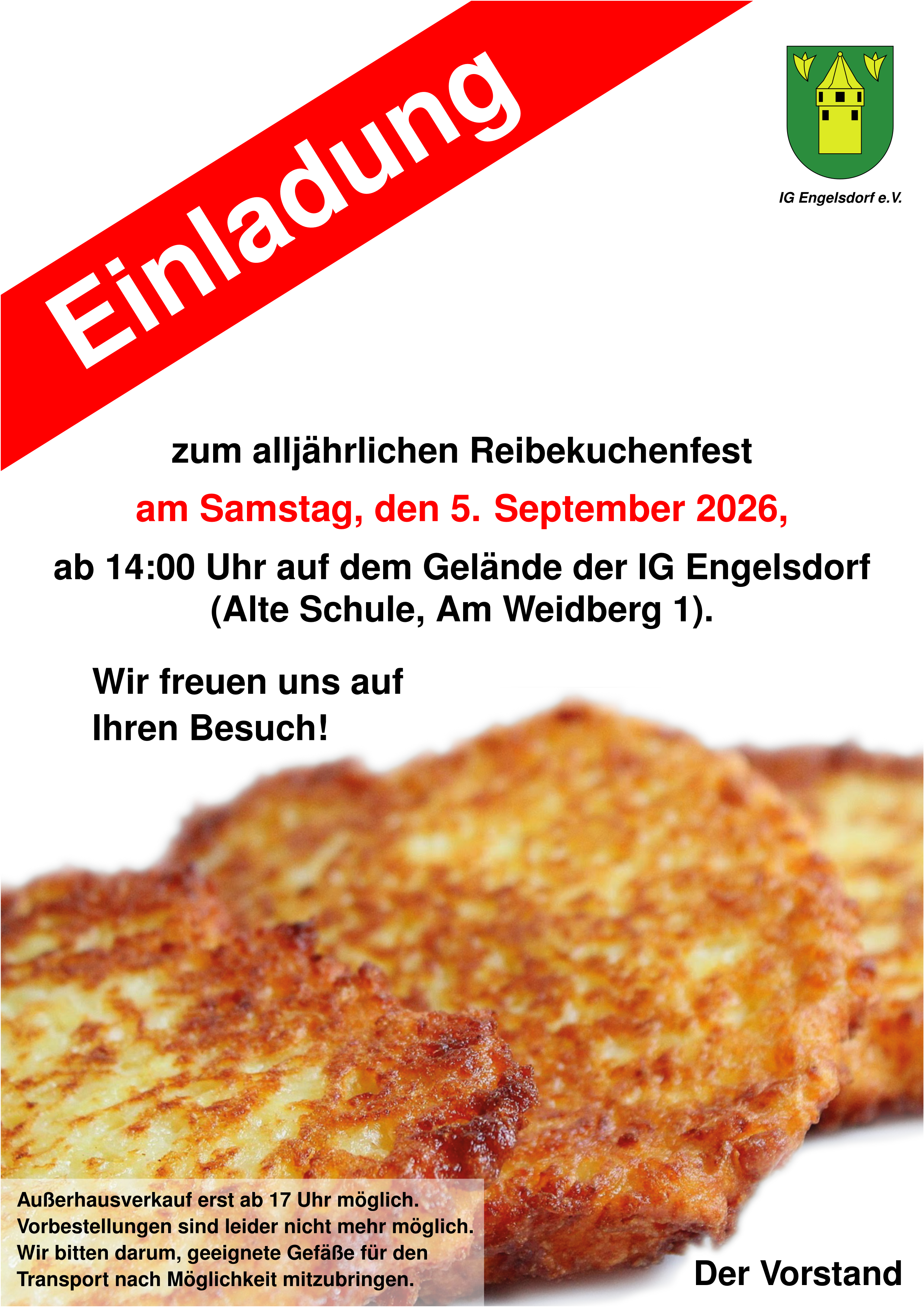 🔥 Reibekuchenfest in Engelsdorf am 5.9.! 🔥