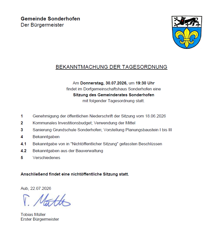Bekanntmachung der Tagesordnung, Sitzung am 30.07.2026.png