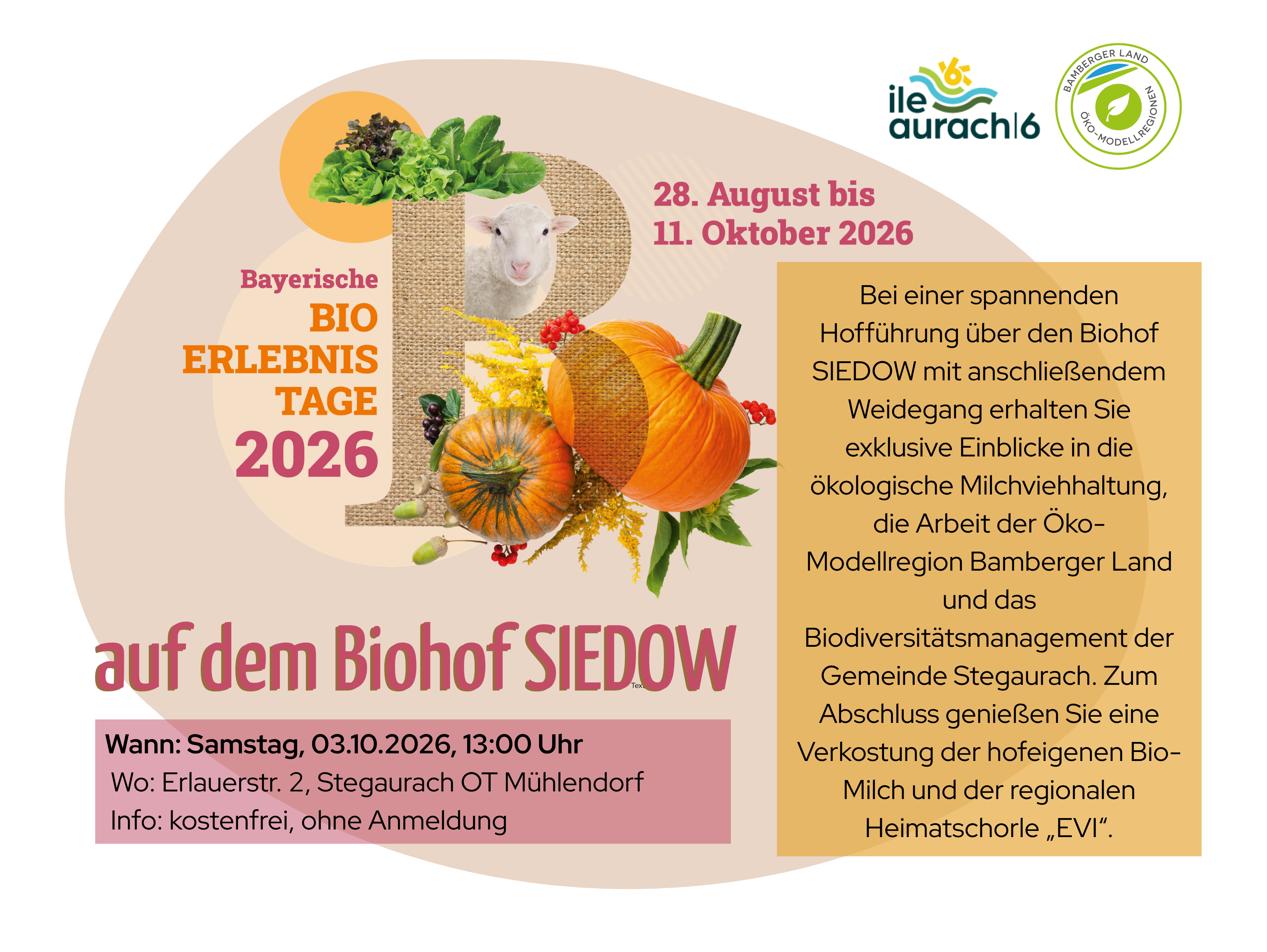 Bio-Schätze im Aurachtal: 3. Bio-Erlebnistag.  Mehr als nur Milch- Bio-Milch erleben, am kommenden Samstag, 03.10., kostenfrei, ohne Anmeldung