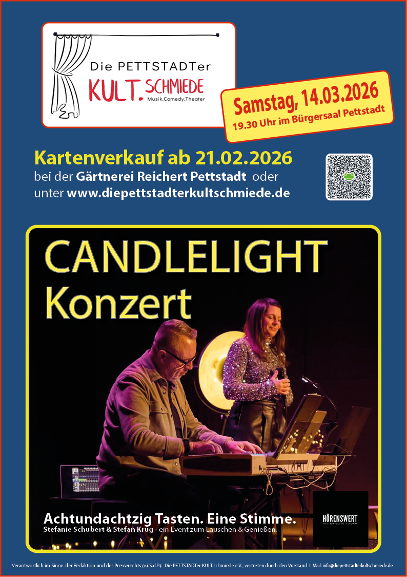 STEFANIE SCHUBERT & STEFAN KRUG: Candlelight Konzert mit HÖRENSWERT  am 14.03.2026