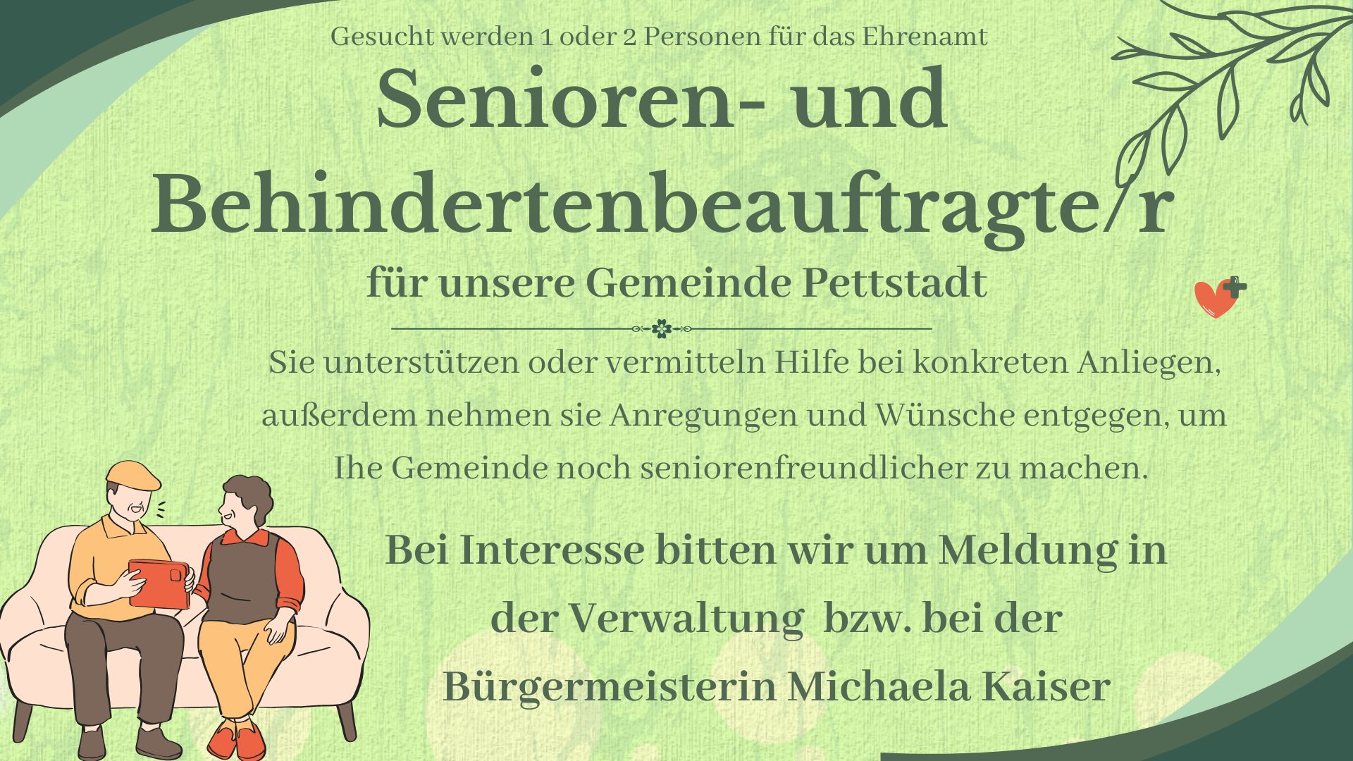 Gemeinde Pettstadt sucht Senioren- und Behindertenbeauftragte/n