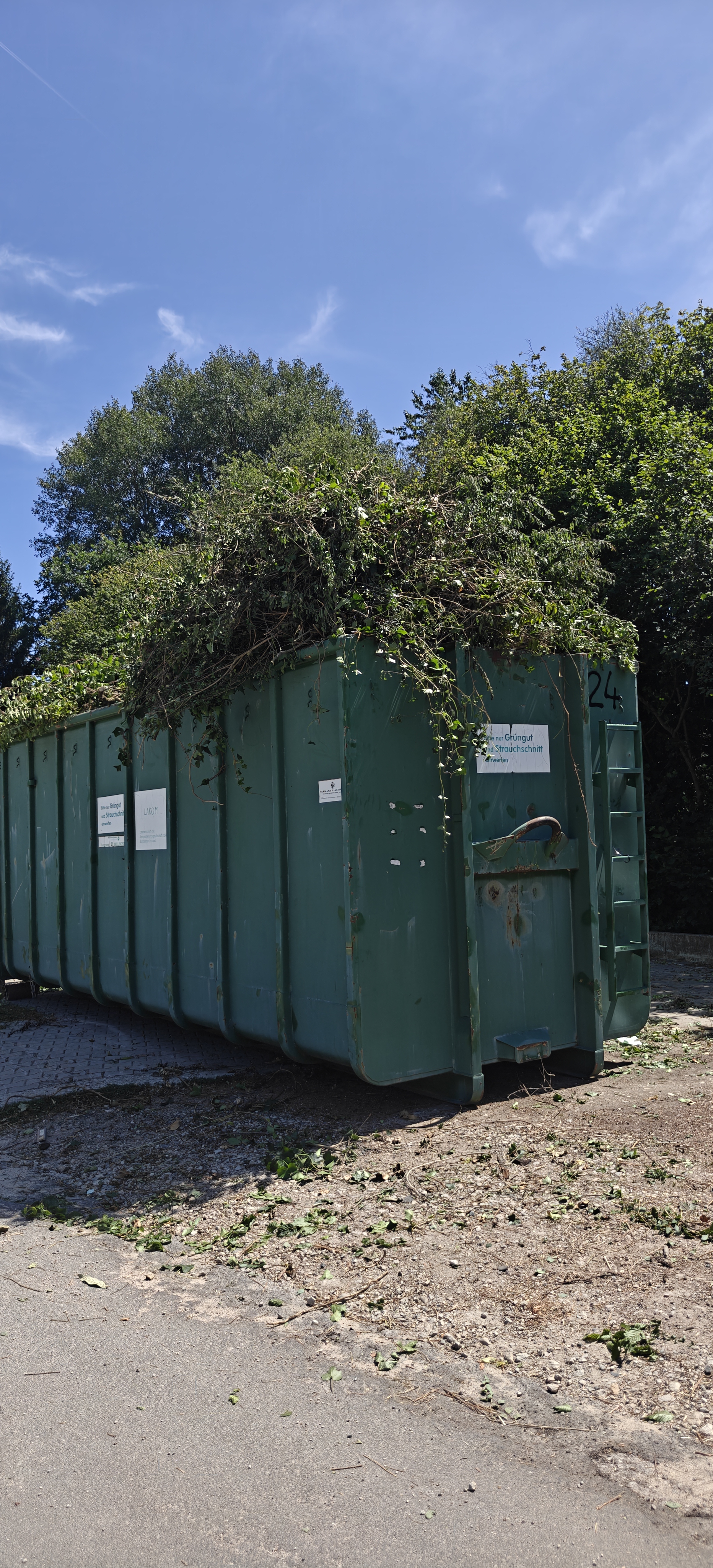 Maßlose Überladung des Grünschnittcontainers