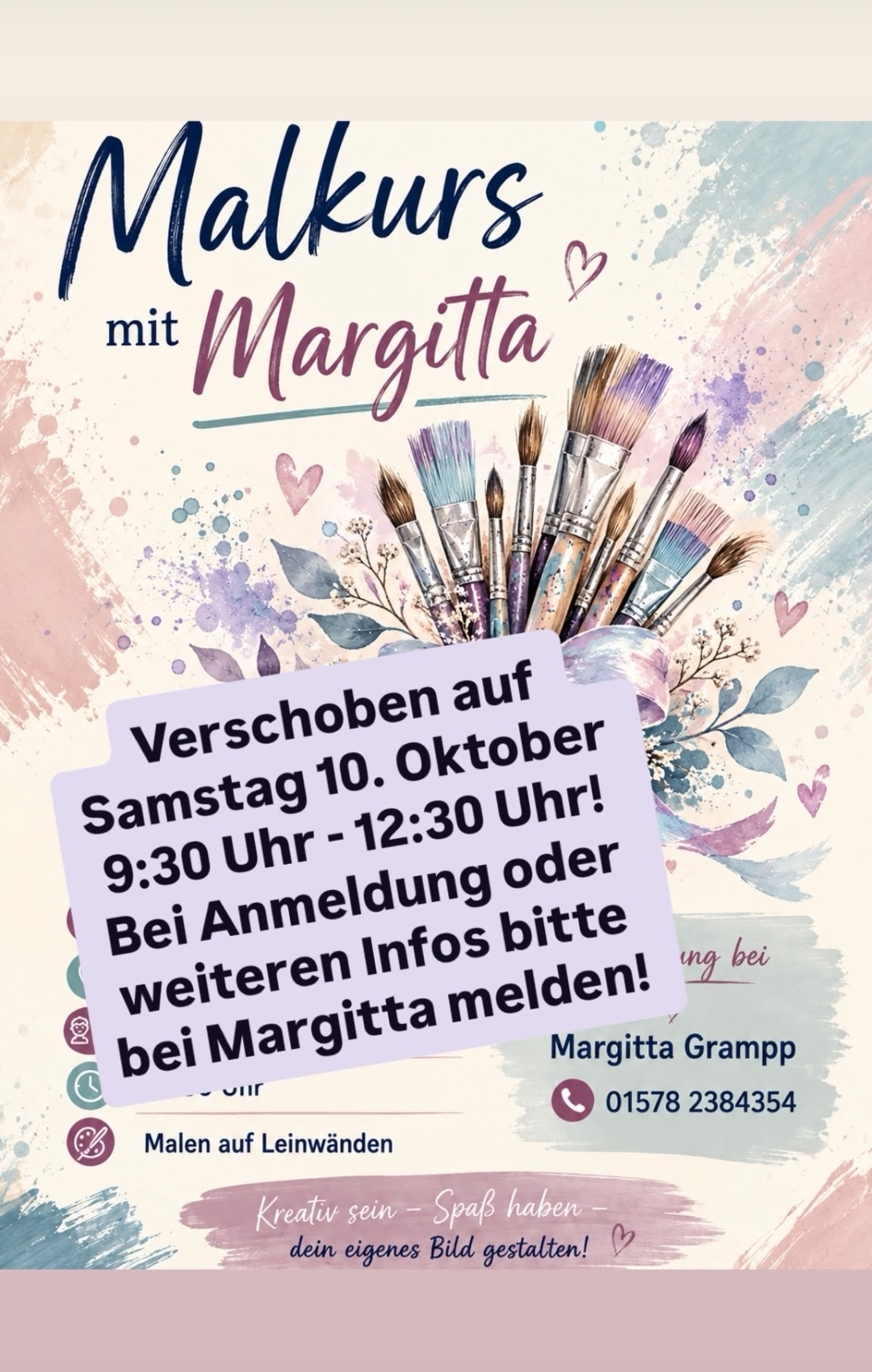 Malkurs Termin Änderung 