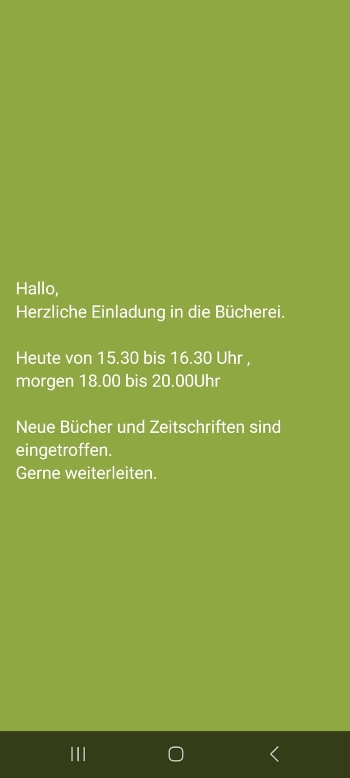 Bücherei Öffnungszeiten diese Woche 