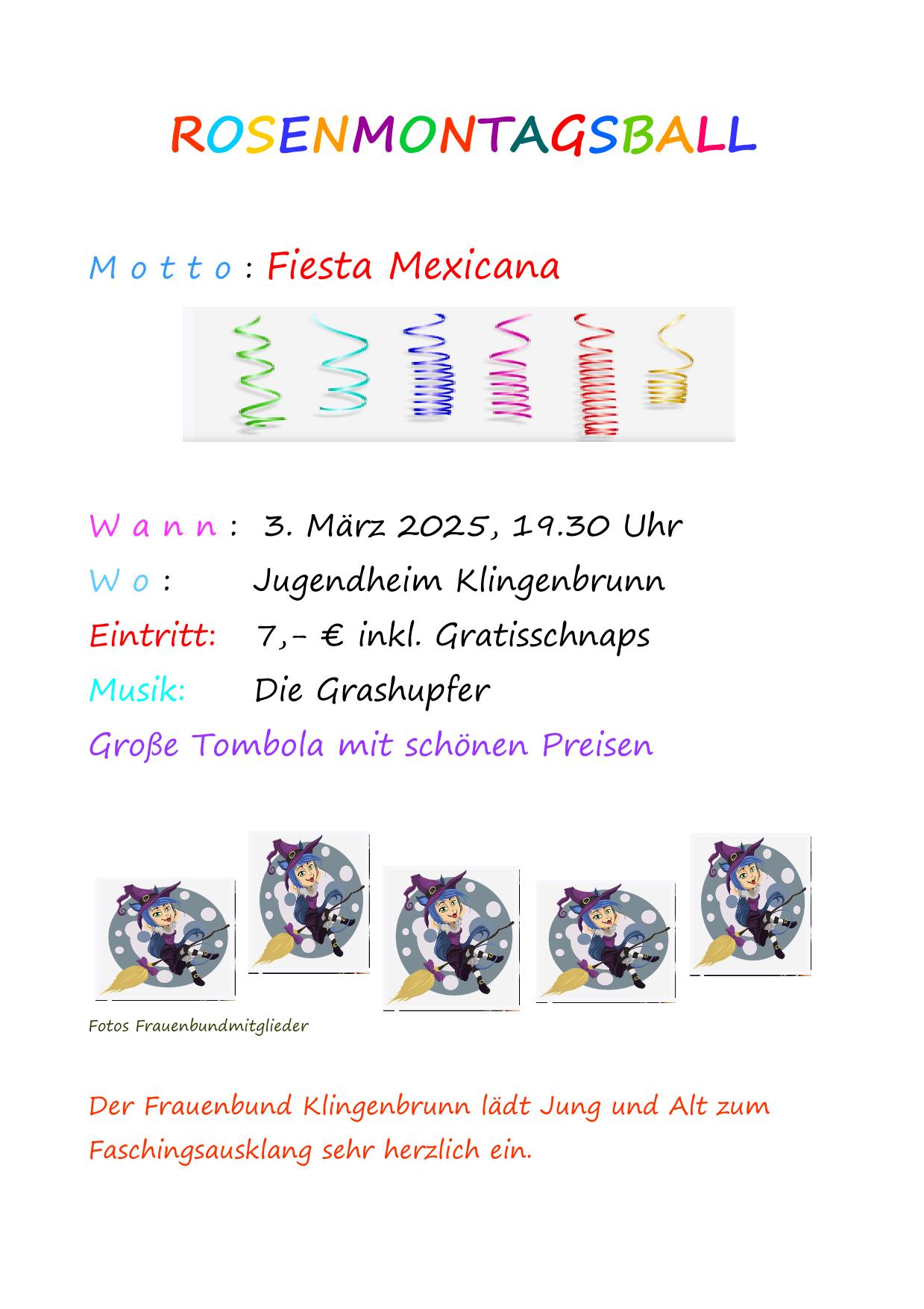 Der Frauenbund Klingenbrunn lädt Jung und Alt zum Faschingsausklang sehr herzlich ein.