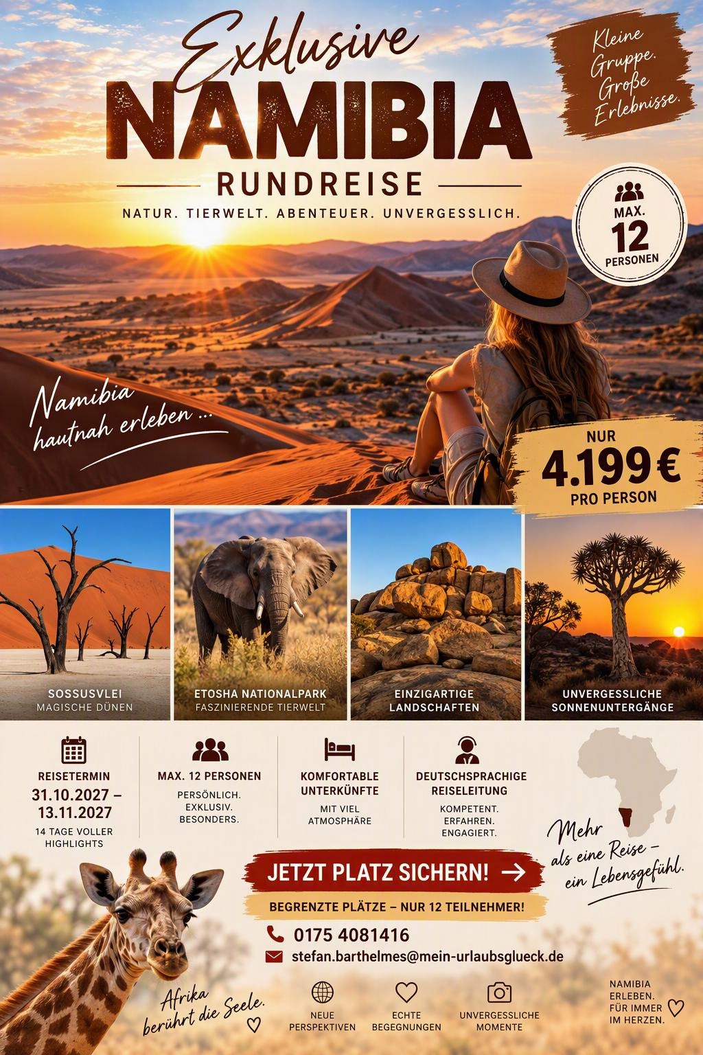 Namibia exklusiv in einer kleinen Gruppe. 