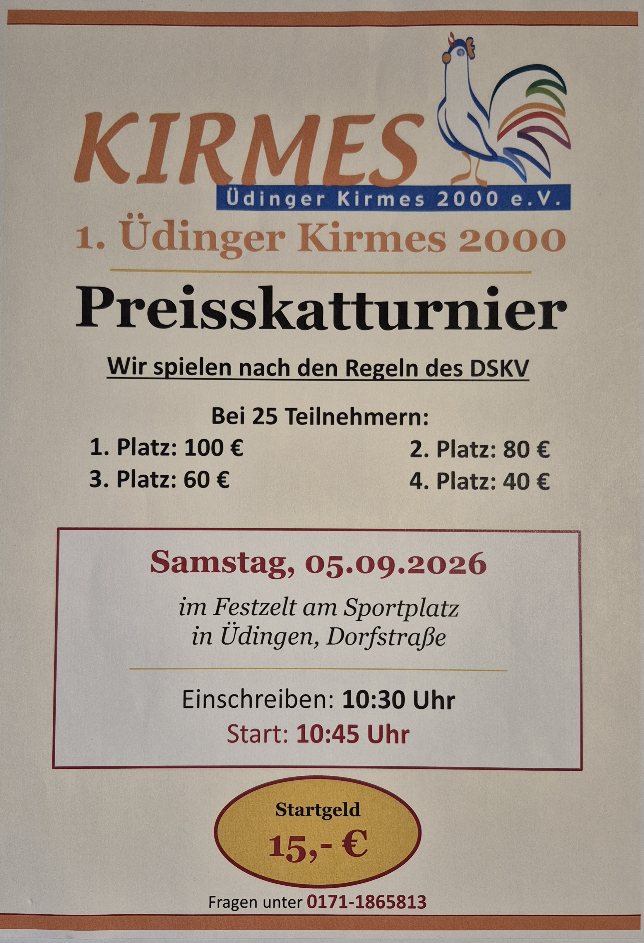 1. Üdinger Kirmes Preisskatturnier