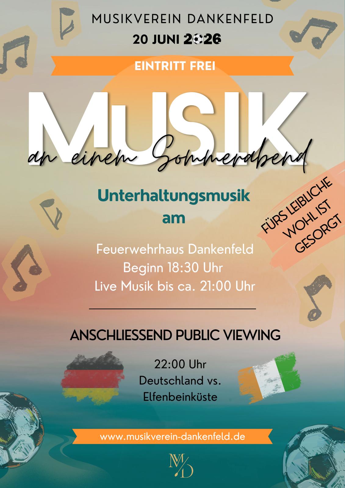 Musik an einem Sommerabend und Public Viewing