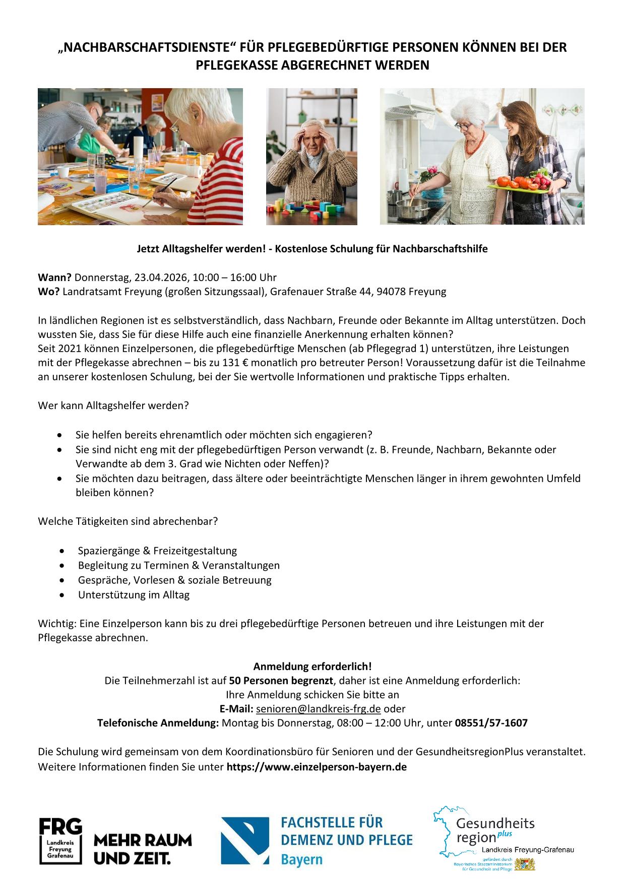 Jetzt Alltagshelfer werden - kostenlose Schulung für Nachbarschaftshilfe