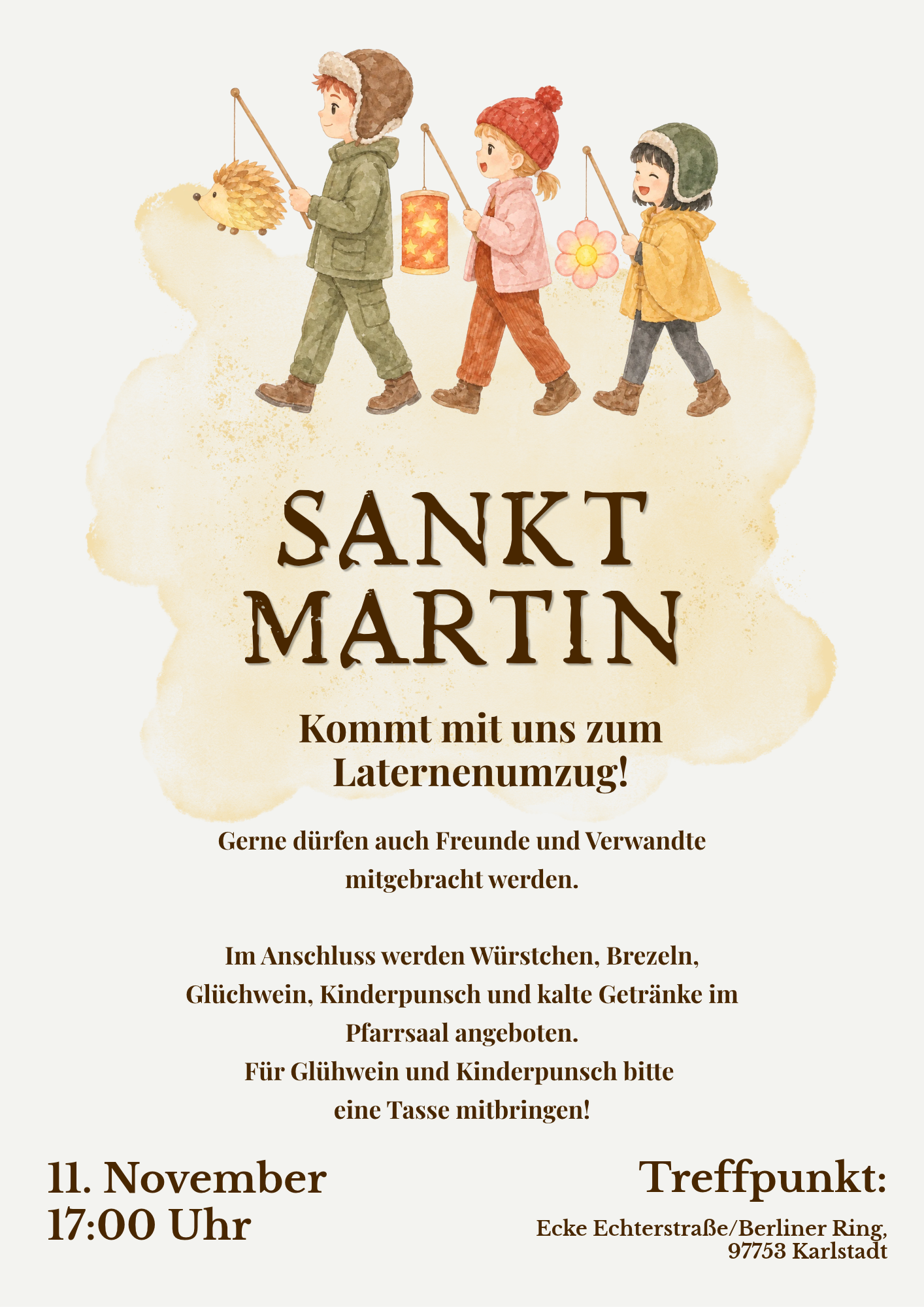 Crem Braun Illustrativ Einfach Laternenumzug Sankt Martin Flyer (1).png