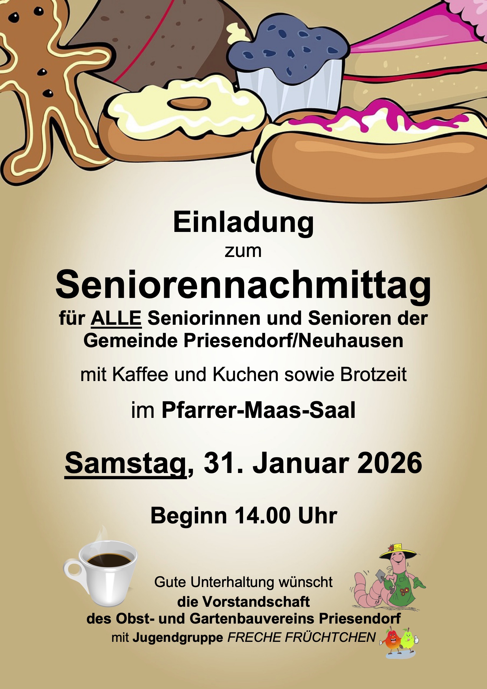 ERINNERUNG an den ☕️🍰Seniorennachmittag🍻🥘