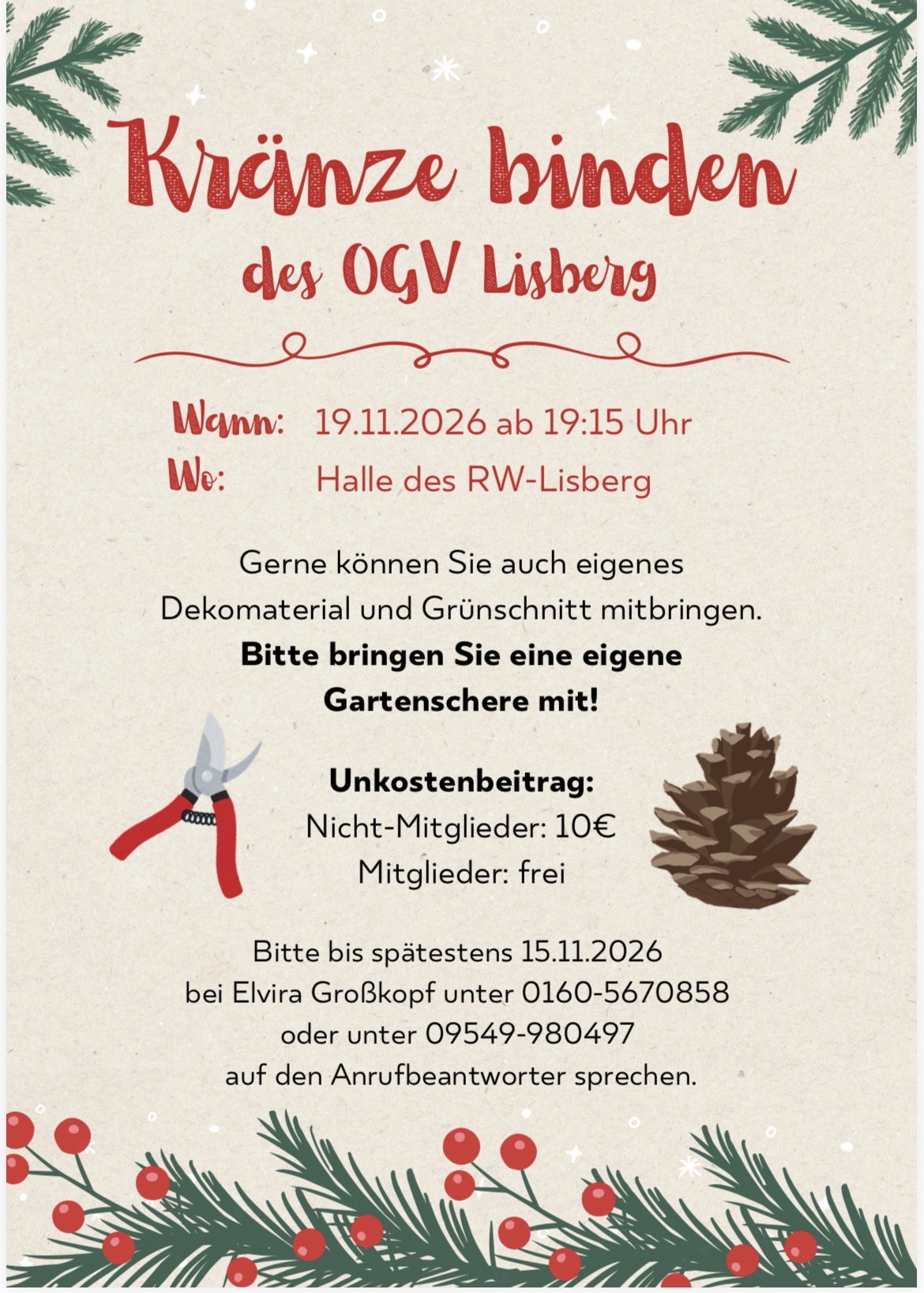 Kränze binden beim OGV Lisberg